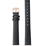 Genuine Leather Watch Strap 14mm - Rose Gold (Black)