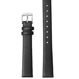 Genuine Leather Watch Strap 14mm - Silver (Black)