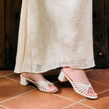 Nazra Knotted Strappy Heels (White)