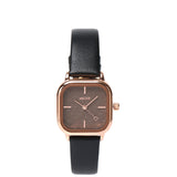 Genuine Leather Watch Strap 14mm - Rose Gold (Black)