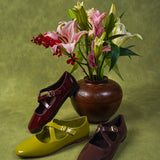 Jillian Crossed Patent Ballerina & Flats (Maroon)