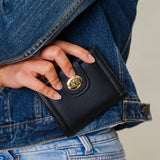 Lizzy Turn-Lock Top Zip Mini Wallet (Black)