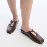 Eliana Square Toe Slip on Flat (Espresso)
