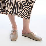 Eliana Square Toe Slip on Flat (Grey)