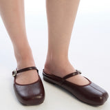 Willow Slip On Mary Jane Ballerina Flats (Burgundy)