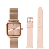 Roux Watch With 2 Straps Metal Analog (Rose Gold/Pink)