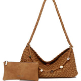 Jenn Matte Woven Shoulder Bag (Brown)