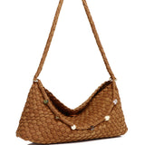 Jenn Matte Woven Shoulder Bag (Brown)