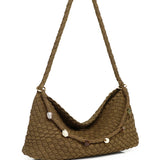 Jenn Matte Woven Shoulder Bag (Coffee)