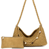 Jenn Matte Woven Shoulder Bag (Khaki)