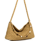 Jenn Matte Woven Shoulder Bag (Khaki)