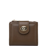 Lizzy Turn-Lock Top Zip Mini Wallet (Coffee)
