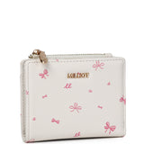 Tie A Ribbon Top Zip Mini Wallet (Beige)