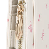 Tie A Ribbon Top Zip Mini Wallet (Beige)