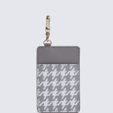 Jess-Houndstooth-Print Card Holder (Grey)