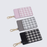 Jess-Houndstooth-Print Card Holder (Grey)