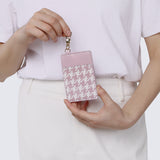 Jess-Houndstooth-Print Card Holder (Pink)