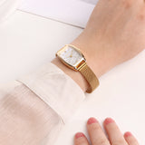 Amanda Stainless Steel Mesh Strap Watch (Gold)