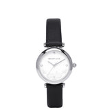 Cece Fleur Analog Leather Strap Watch (Black)