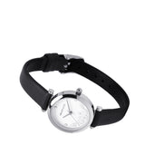 Cece Fleur Analog Leather Strap Watch (Black)