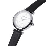 Cece Fleur Analog Leather Strap Watch (Black)
