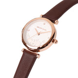 Cece Fleur Analog Leather Strap Watch (Coffee)