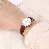 Cece Fleur Analog Leather Strap Watch (Coffee)