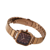 Ainsley II Stainless Steel Strap Shift Watch (Coffee)