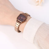 Ainsley II Stainless Steel Strap Shift Watch (Coffee)