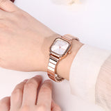 Ainsley II Stainless Steel Strap Shift Watch (Silver/Rose Gold)