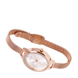 Valerie Mesh Strap Analog Watch with Bangle Set (Beige)