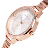 Valerie Mesh Strap Analog Watch with Bangle Set (Beige)