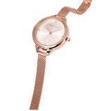Valerie Mesh Strap Analog Watch with Bangle Set (Beige)