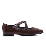 Jillian Crossed Patent Ballerina & Flats (Espresso)