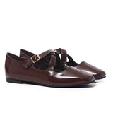 Jillian Crossed Patent Ballerina & Flats (Espresso)