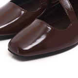 Jillian Crossed Patent Ballerina & Flats (Espresso)