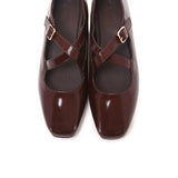 Jillian Crossed Patent Ballerina & Flats (Espresso)