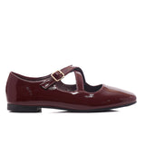 Jillian Crossed Patent Ballerina & Flats (Maroon)