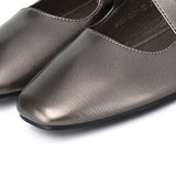 Jillian Crossed Patent Ballerina & Flats (Silver)