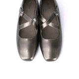 Jillian Crossed Patent Ballerina & Flats (Silver)
