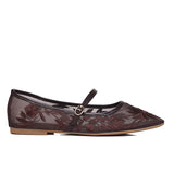 Suki Embroidered Mesh Ballerina (Brown)