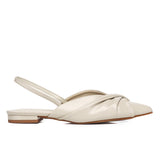 Riley Pleated Slingback Flats (Beige)