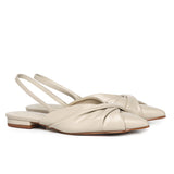Riley Pleated Slingback Flats (Beige)