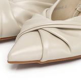 Riley Pleated Slingback Flats (Beige)