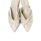 Riley Pleated Slingback Flats (Beige)