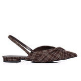 Riley Pleated Slingback Flats (Brown)