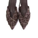 Riley Pleated Slingback Flats (Brown)