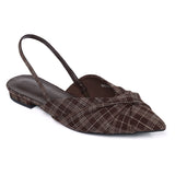 Riley Pleated Slingback Flats (Brown)