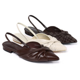Riley Pleated Slingback Flats (Brown)