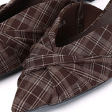 Riley Pleated Slingback Flats (Brown)